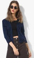 Park Avenue Navy Blue Solid Shrug women