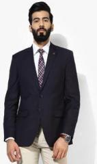 Park Avenue Navy Blue Solid Slim Fit Blazer men