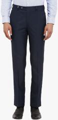 Park Avenue Navy Blue Solid Slim Fit Formal Trousers men