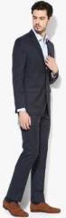 Park Avenue Navy Blue Solid Slim Fit Suit men