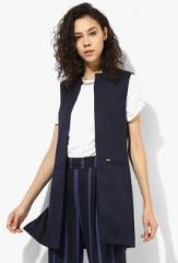 Park Avenue Navy Blue Solid Summer Jacket women