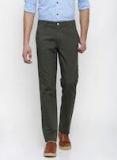 Park Avenue Olive Green Tapered Fit Solid Chinos men