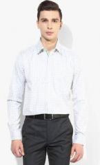 Park Avenue White Checked Slim Fit Formal Shirt men