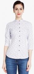 Park Avenue White Printed Shirt women