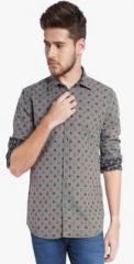 Parx Grey Printed Slim Fit Casual Shirt men