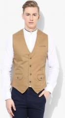 Parx Khaki Regular Fit Waistcoat men