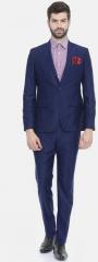 Parx Navy Blue Single Breasted Solid Urban Fit Formal Suit men