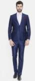 Parx Navy Blue Solid Urban Fit Single Breasted Formal Suit Men