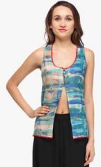 Pehraan Blue Printed Shrug women