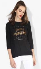 People Black Printed Blouse women