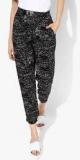 People Black Printed Regular Fit Coloured Pant women