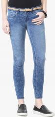 People Blue Skinny Fit Mid Rise Jeans women