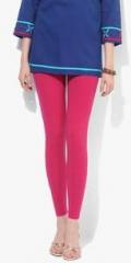 People Fuchsia Solid Leggings women