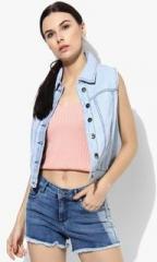 People Light Blue Washed Summer Jacket women