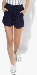 People Navy Blue Solid Shorts women