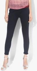 People Navy Blue Solid Skinny Fit Jeggings women