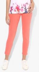 People Peach Solid Jeggings women