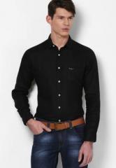 Pepe Jeans Black Solid Linen Casual Shirt men