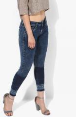 Pepe Jeans Blue Printed Regular Fit Mid Rise Jeans women