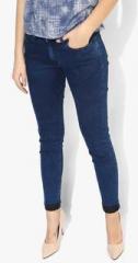 Pepe Jeans Blue Solid Mid Rise Skinny Fit Jeans women