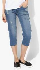 Pepe Jeans Blue Washed Capri women