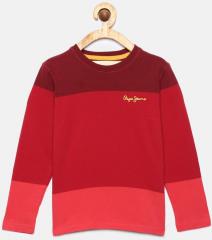 Pepe Jeans Boys Red Colourblocked Round Neck T Shirt boys