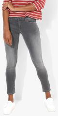 Pepe Jeans Grey Washed Mid Rise Skinny Fit Jeans women