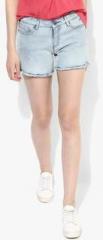 Pepe Jeans Light Blue Washed Shorts women