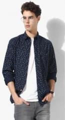 Pepe Jeans Navy Blue Printed Slim Fit Casual Shirt men