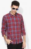 Pepe Jeans Red Checked Slim Fit Casual Shirt men