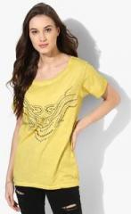 Pepe Jeans Yellow Embellished T Shirt women