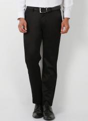 Peter England Black Regular Fit Solid Formal Trousers men