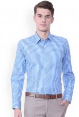 Peter England Blue Regular Fit Checked Formal Shirt men