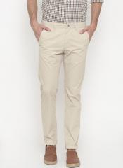 Peter England Casuals Beige Super Slim Fit Solid Chinos men