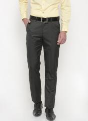 Peter England Charcoal Grey Skinny Fit Solid Formal Trousers men