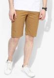 Peter England Khaki Solid Slim Fit Short Men