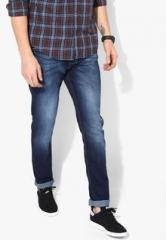 Peter England Navy Blue Washed Low Rise Slim Fit Jeans men