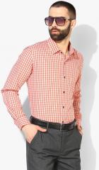 Peter England Red & White Regular Fit Formal Shirt men