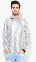 Peter England White Checked Slim Fit Casual Shirt men