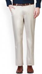 Peter England White Slim Fit Solid Formal Trousers men