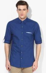 Phosphorus Blue Slim Fit Casual Shirt men