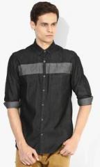 Phosphorus Denim panel detail casual shirt men