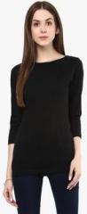 Pluss Black Solid T Shirt women