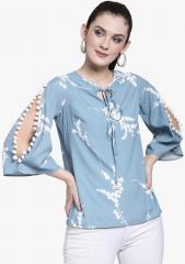 Pluss Blue Printed Regular Top women