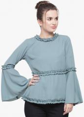 Pluss Blue Solid Blouse women