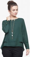 Pluss Green Solid Blouse women