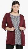 Pluss Maroon Solid Shrug women