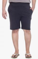 Pluss Navy Blue Solid Shorts men