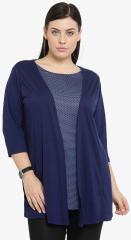 Pluss Navy Blue Solid Shrug women