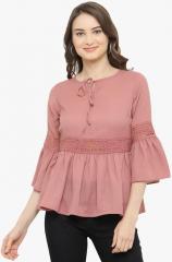 Pluss Peach Solid Peplum Top women